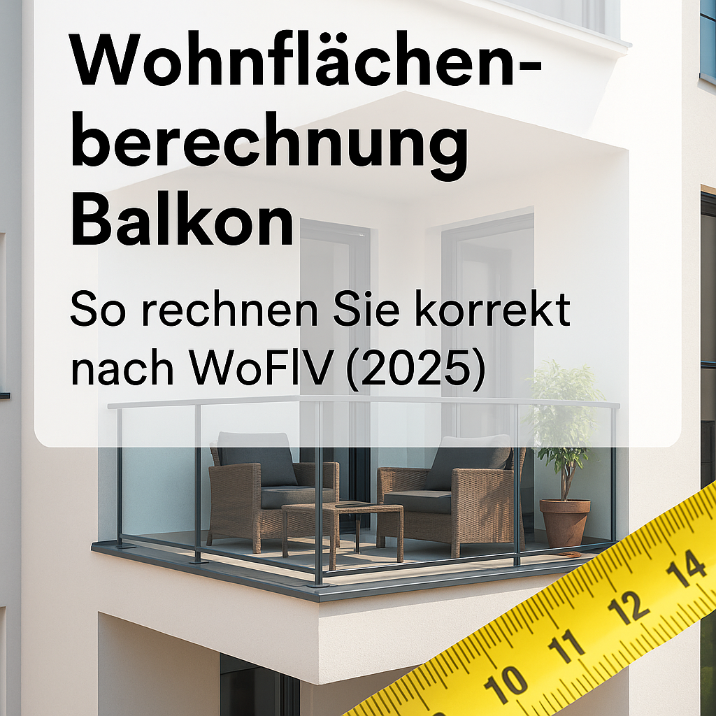Architekt misst Balkon für Wohnflächenberechnung