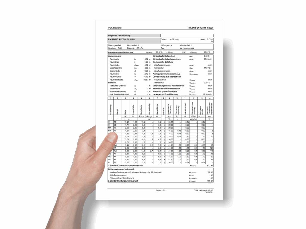 Wärmebedarfsberechnung Dokument