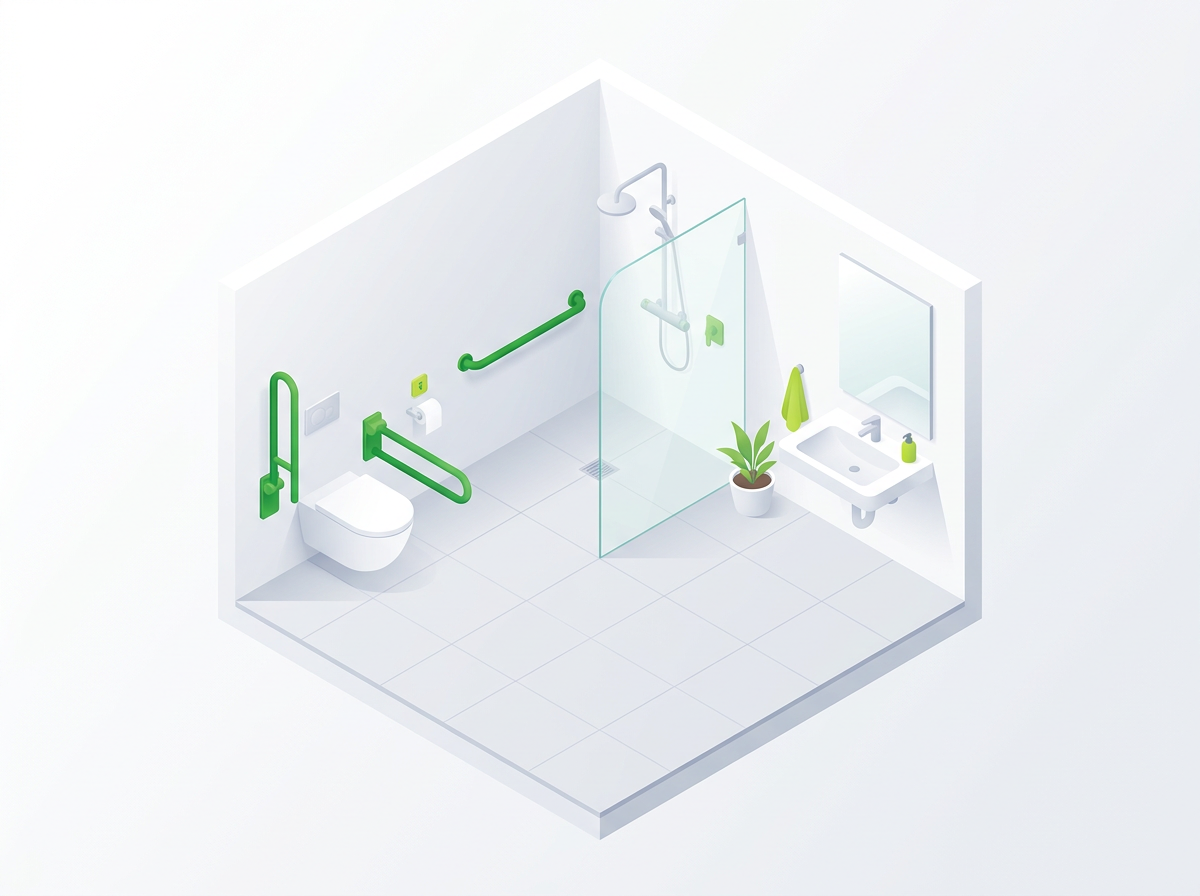 Elemente eines modernen, barrierefreien Badezimmers