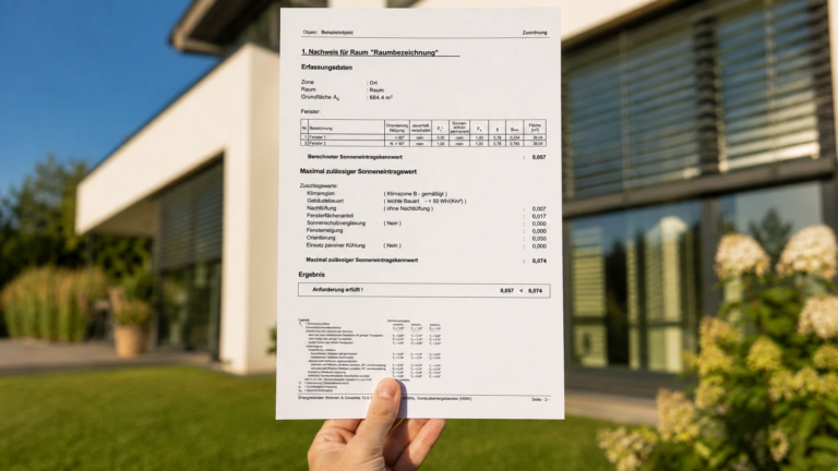 Sommerlicher Wärmeschutznachweis für ein Einfamilienhaus – vereinfachtes Verfahren über den Sonneneintragskennwert